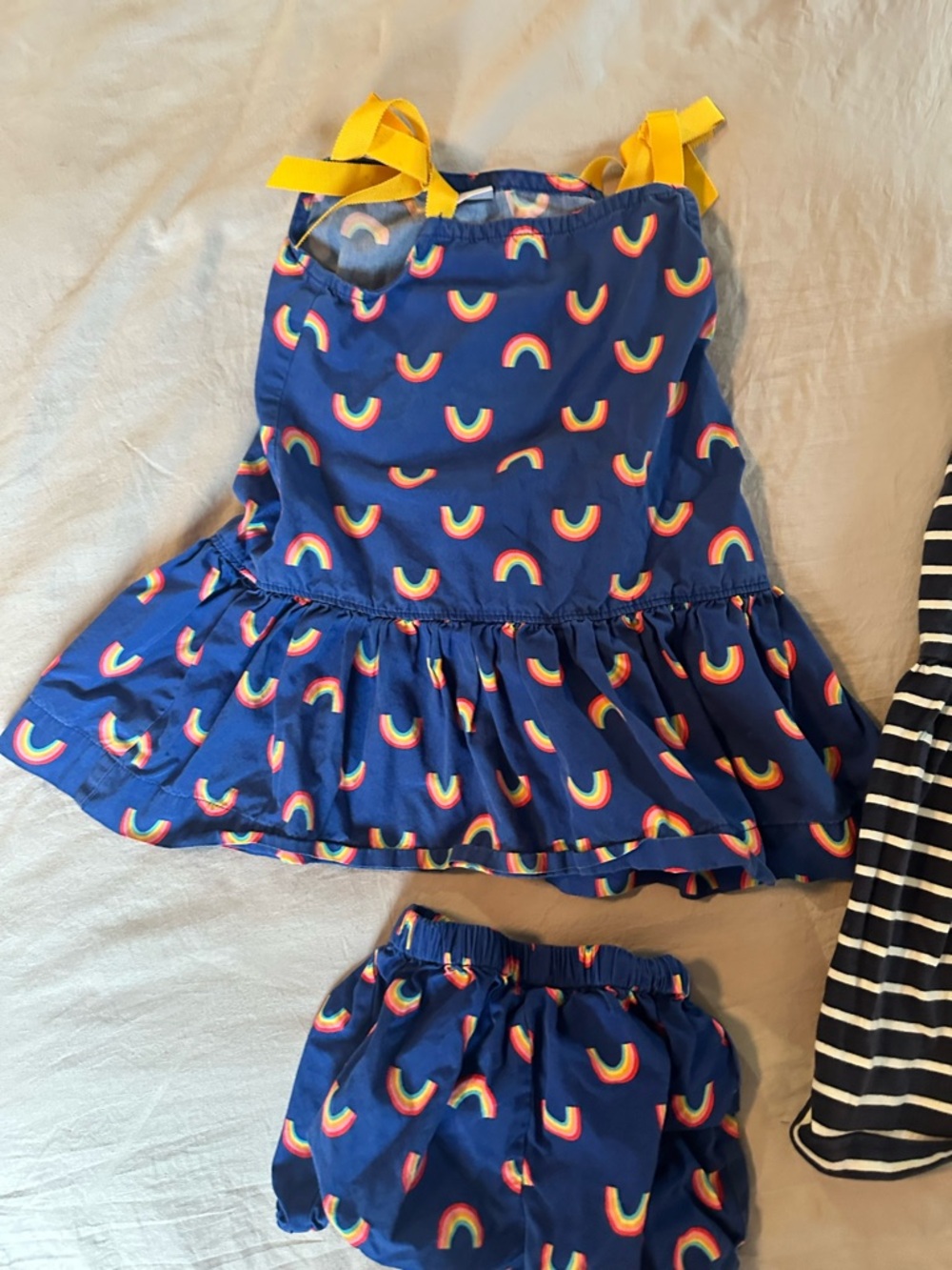 Hanna Andersson Navy Rainbow Tankini with Yellow Straps